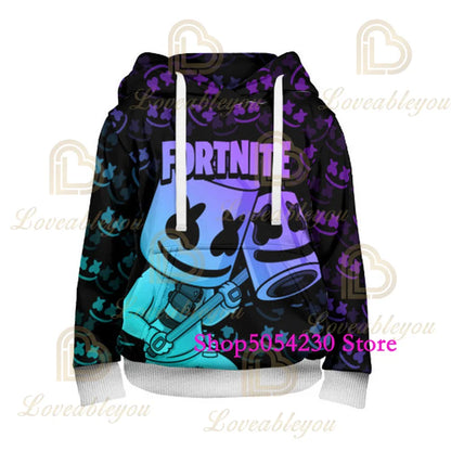 Sudadera con capucha de Fortnite con llama impresa en 3D, estilo Battle Royale de dibujos animados, para hombre y mujer, camiseta con capucha de héroe de videojuego para adolescentes