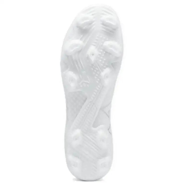 Baskets Puma Future 7 Ultimate FG AG, modèle blanc, couleur argentée, 107916-04.