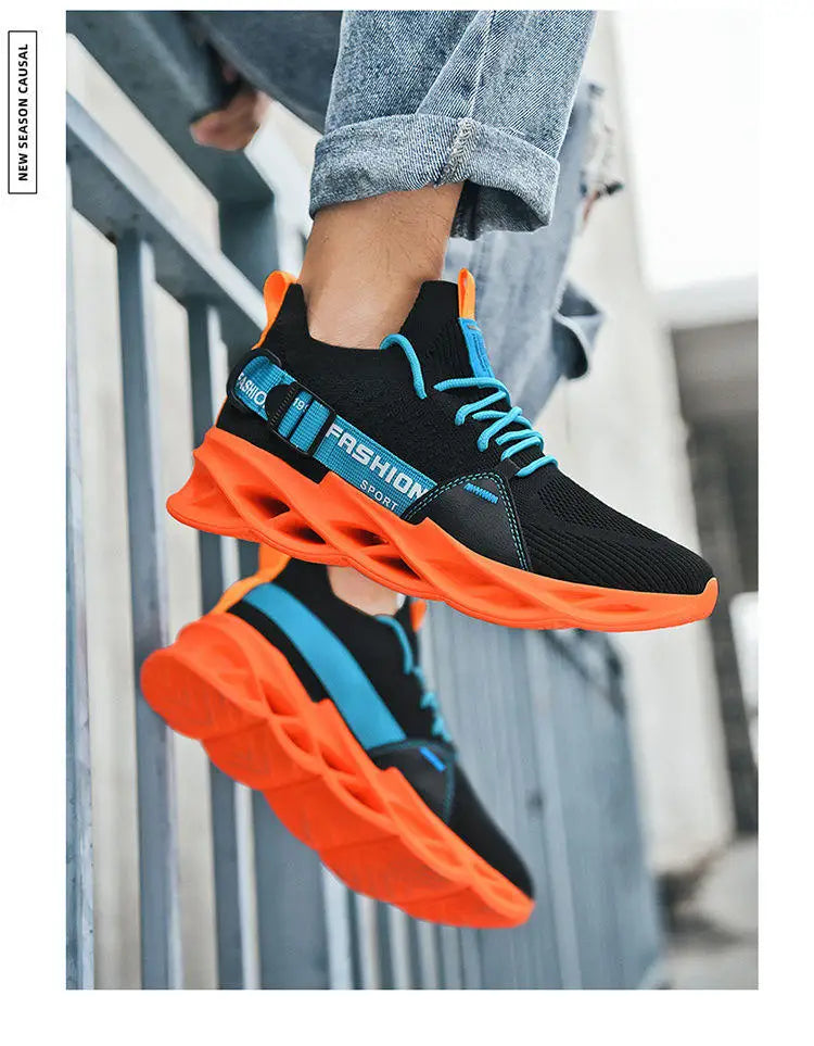 Zapatillas deportivas casual moradas de moda en oferta para mujer y hombre, calzado running con suela tipo blade, talla grande 48, ligeras y transpirables, zapatillas deportivas de malla para hombre