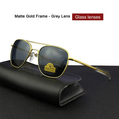 RE Sunglasses Man American Army Military Aviation Pilot Sun Glasses Glass Lens Woman Luxury Brand Vintage Metal Titanium Frame