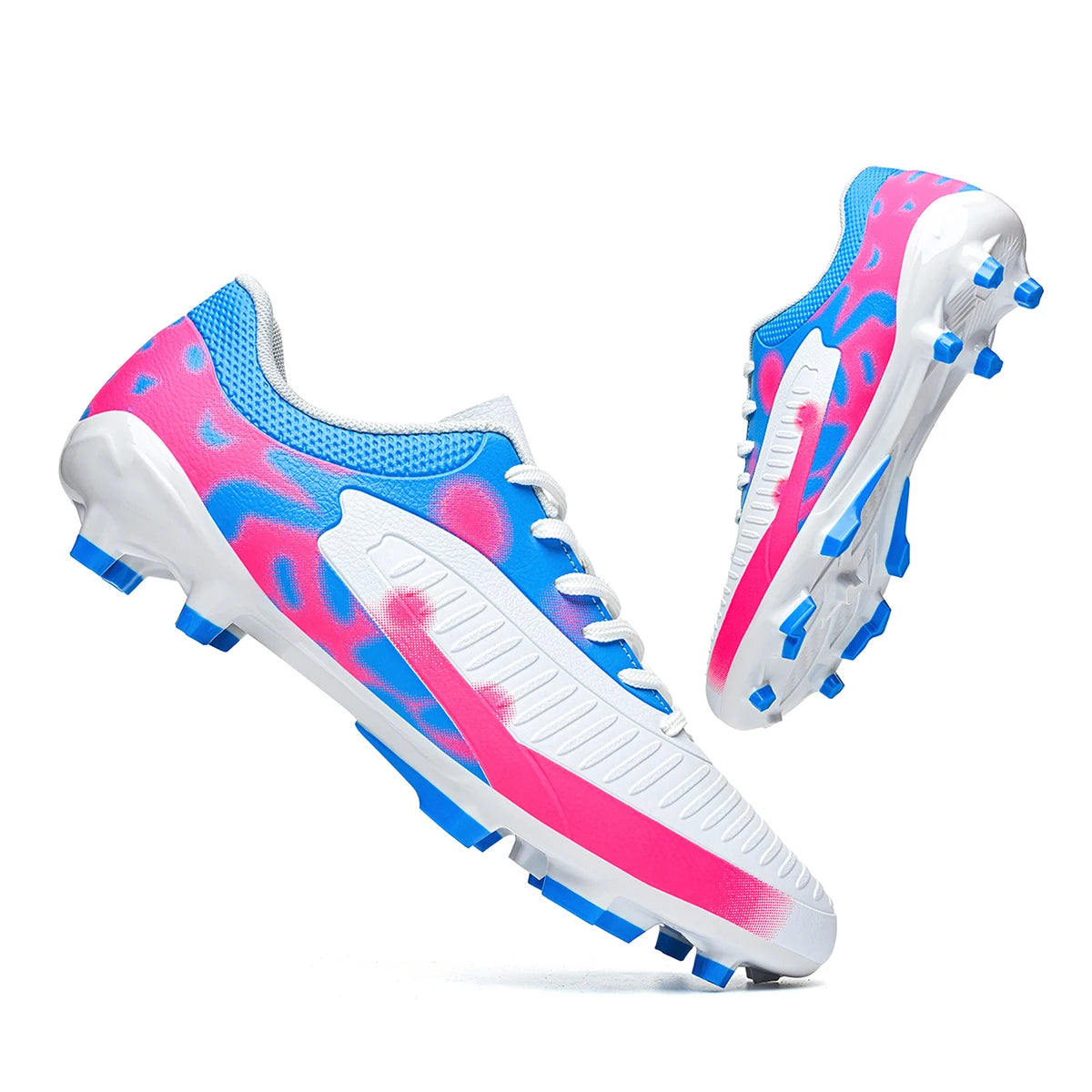 Chaussures de football AG FG économiques, tige en mélange PU, crampons longs en TPU durables, antidérapantes, pour adultes, pour terrain en herbe naturelle