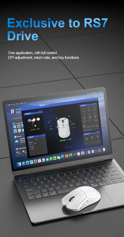 Rato gaming sem fios Bluetooth SMAILWOLF RS7, três modos, PAW3311, macros configuráveis, para portátil, gaming e escritório