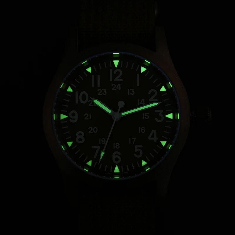 Militado ML05 Military Watch VH31 Sweep Quartz Movement Top Hat Domed Sapphire Crystal Vintage Watch 100m Waterproof Mens Watch
