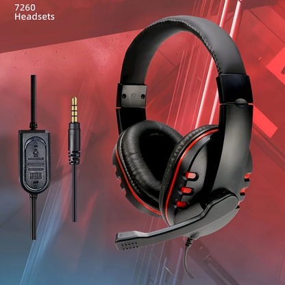 7260 kabelgebundene Kopfhörer mit Mikrofon – Gaming- & Arbeits-Headset für PS4 PS5 Xbox One, Lernen & Meetings, 3.5mm-Klinken-Ohrhörer