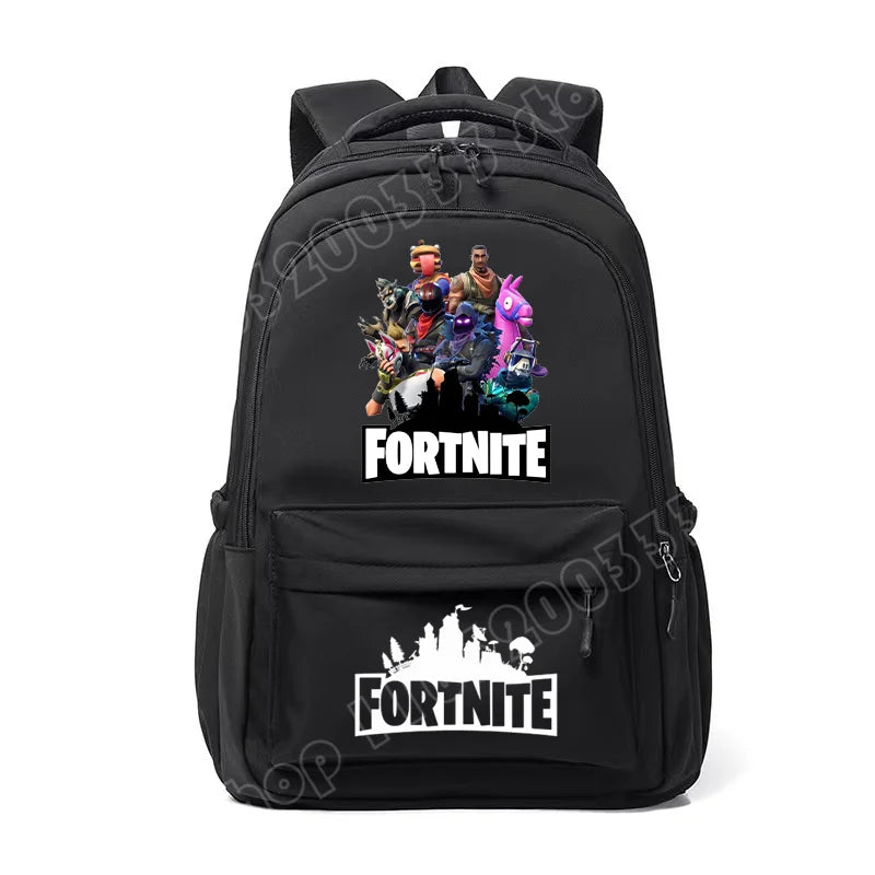 Mochila Fortnite para Crianças, Portátil e de Grande Capacidade, Mala Escolar de Estudante com Estampado Cartoon e Alças de Ombro, Material Escolar para Rapazes, Presente