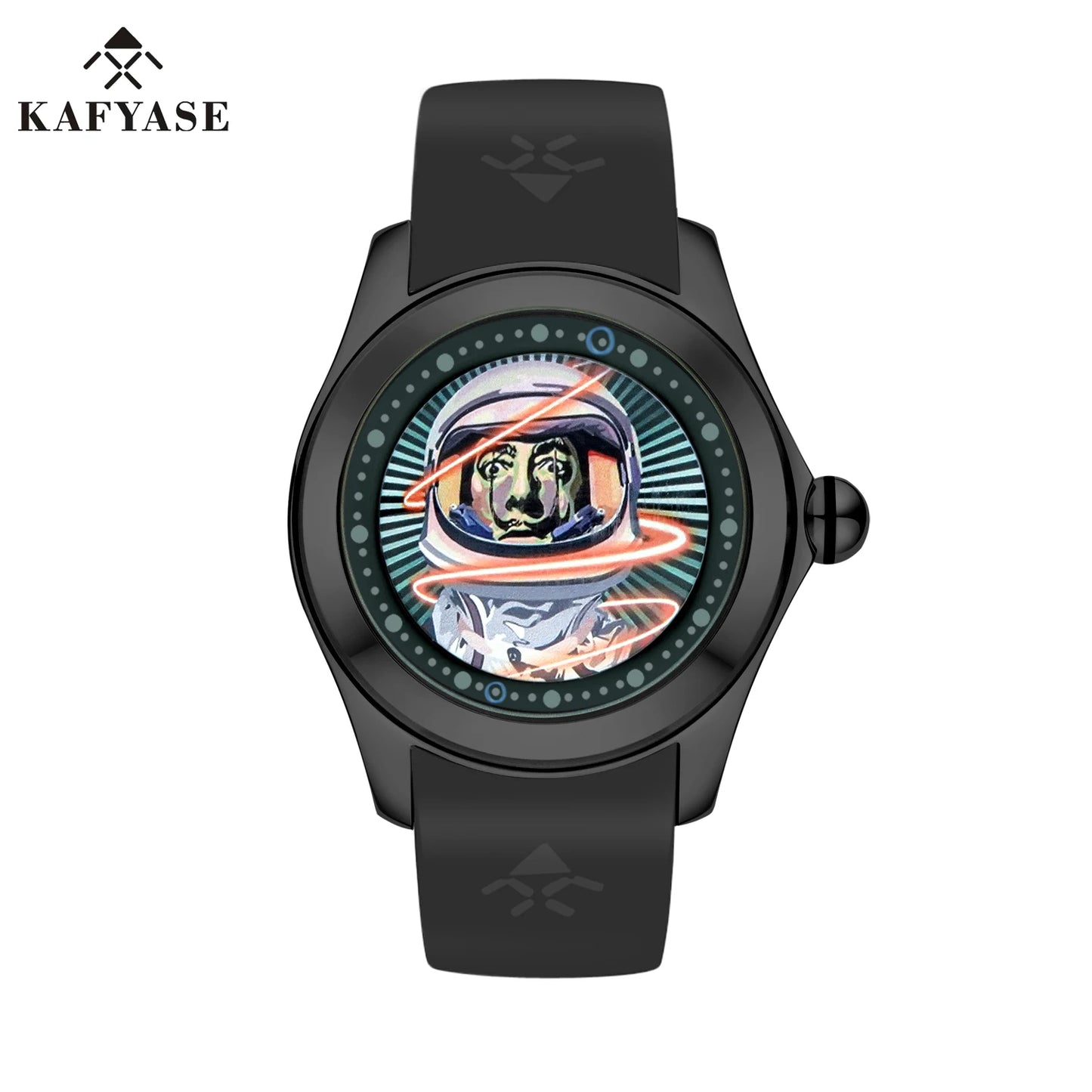 KAFYASE Fashion Earth Bubble Rubber Automatic Watches Luxury Men 46mm Mechanical Wristwatches Art Eye Ball Dial Classic Watch