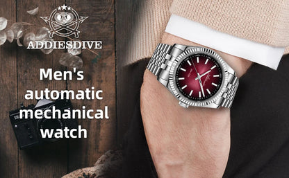 ADDIESDIVE Neue Herrenuhr AD2073, Saphirglas, 36mm, VH31 Sunburst Quarzuhr, 10Bar wasserdichte Taucheruhr, leuchtende Armbanduhr