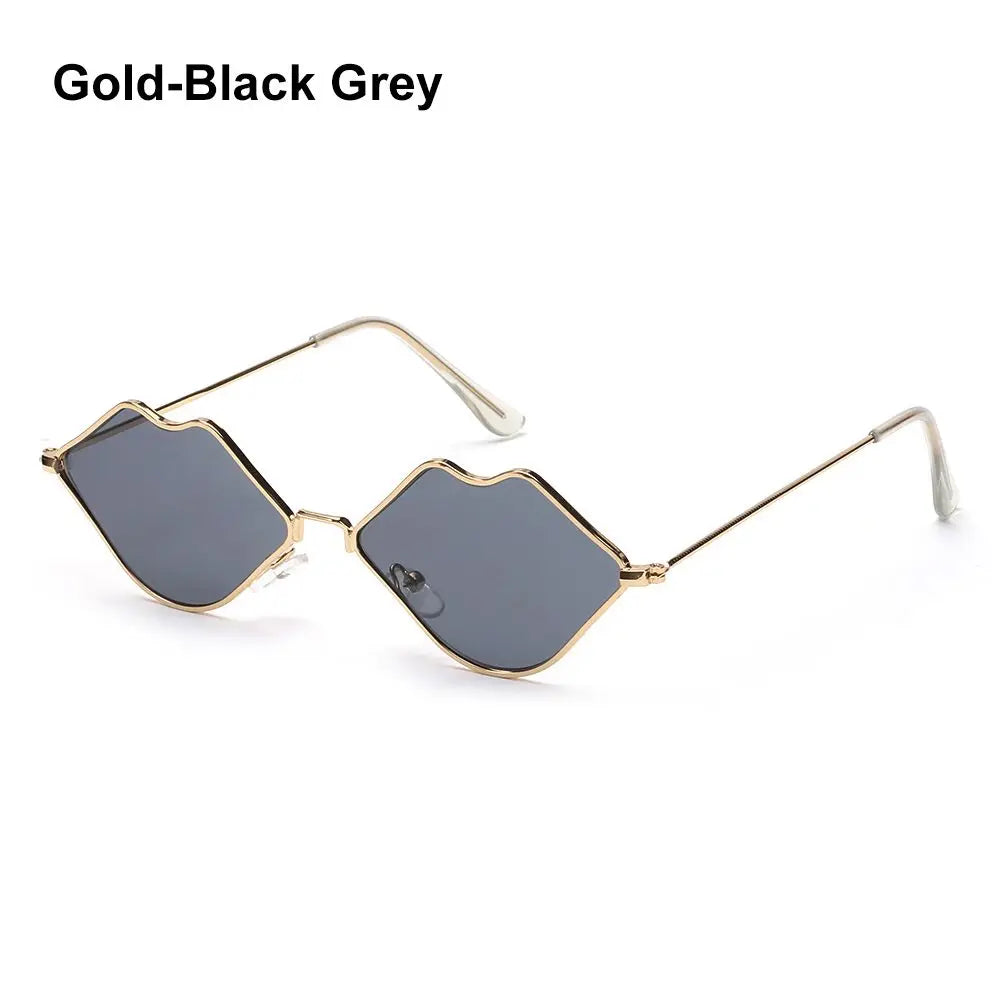 Sexy Red Lips Sunglasses for Men Women Trendy Retro Metal Frame Halloween Party Cosplay Eyewear Fashion Ocean Lens Sun Glasses