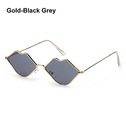 Sexy Red Lips Sunglasses for Men Women Trendy Retro Metal Frame Halloween Party Cosplay Eyewear Fashion Ocean Lens Sun Glasses