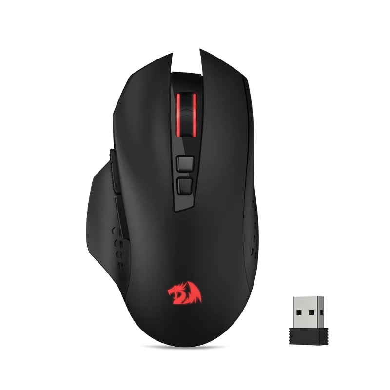 Ratón gaming inalámbrico Redragon M656 Gainer, 4000 DPI, ratón gamer inalámbrico 2.4Ghz con 5 niveles de DPI, 7 botones macro, retroiluminación LED roja