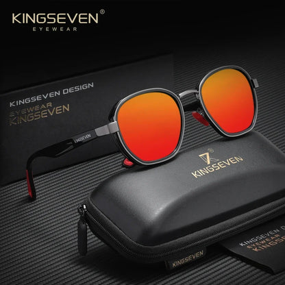 KINGSEVEN  Small Round Sunglasses Men Polarized Women Eyewear Retro Style Luxury Travel Glasses Shades UV400