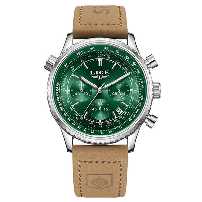 Montre de luxe pour homme LIGE – Chronographe avec date, en acier inoxydable, étanche, luminescente, style sportif et militaire, montre à quartz pour homme