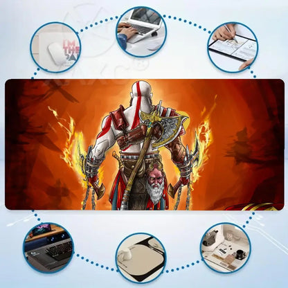 Mouse Pad God of War Xxl XAXCGaming Accessories Keyboard Computer Carpet Game Desk Mat Pc Large Gamer Cabinet Table Mats