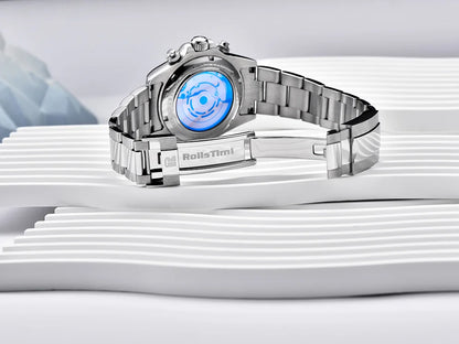 RollsTimi Men's Watches Top Luxury Sapphire Men's Mechanical Watches Calendar Week Stainless Steel Waterproof Men's Watches