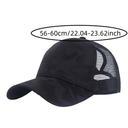 Stylish Camo Print Women's Baseball Cap with Ponytail Hole  Breathable Mesh Adjustable Fit Perfect for Running Hiking Daily Wear