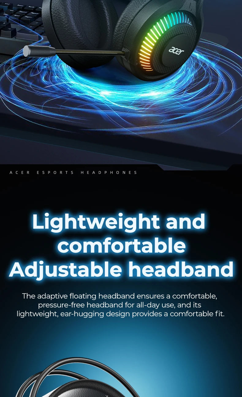 RGB kabelgebundene Gaming-Ohrhörer mit Mikrofon – Low-Latency-Surround-Sound-Gaming-Headset mit cooler RGB-Beleuchtung, Geräuschisolierung und komfortabler Passform