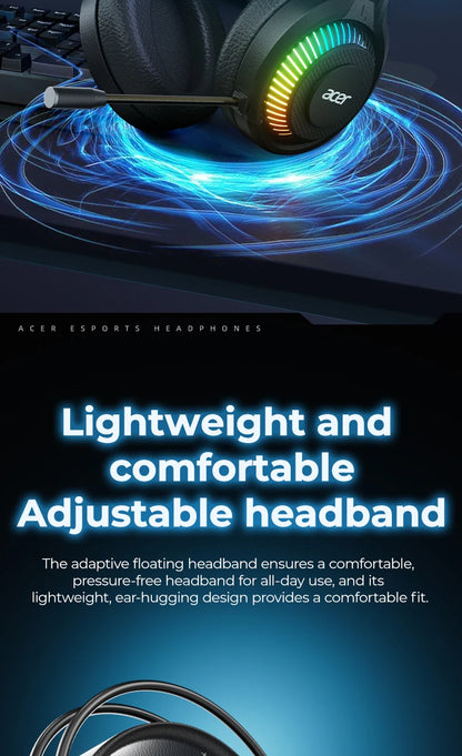 RGB kabelgebundene Gaming-Ohrhörer mit Mikrofon – Low-Latency-Surround-Sound-Gaming-Headset mit cooler RGB-Beleuchtung, Geräuschisolierung und komfortabler Passform