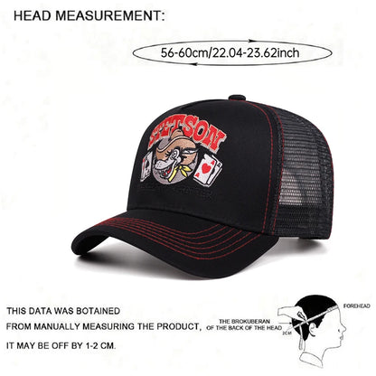 2025 Personalized New Breathable Mesh Hat STETSON Wolf Head Poker Truck Hat Outdoor Sports Sunshade Hat Street HipHop Hat Unisex