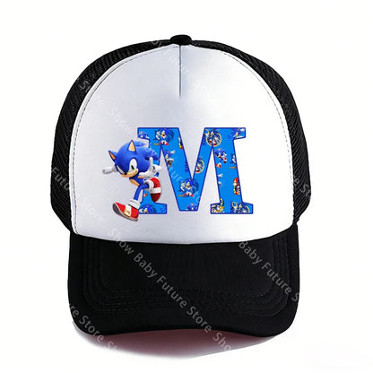 Summer Black Baseball Caps for Adult Cartoon Letters Sonics Boys Girls Outdoor Sports Breathable Mesh Hat Cute Anime Sunbonnet