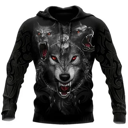 Fashion Frühling Herbst Wolf-Tier Herren-Hoodie 3D-Allover-Print Sweatshirt Unisex Pullover Freizeitjacke Streetwear-Mantel 4XL