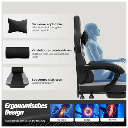 WOTSTA Gaming Chair, Ergonomic Office Chair, Racing Computer Chair, Height-Adjustable Computer Chair with Headrest