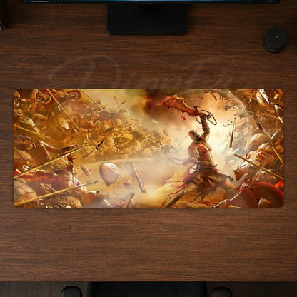 God of War Mouse Pad Gaming office Desk Mat Non-slip Large Mousepad DIY Keyboard Pad stitched edge rubber base