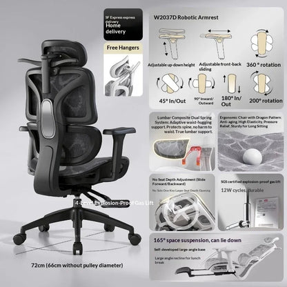 Ergonominen verkkokankainen toimistotuoli, säädettävä ristiseläntuki, kääntyvä ja kallistuva rakenne, niskatuki ja rullapyörät, kotitoimistoon, toimistoon ja pelaamiseen