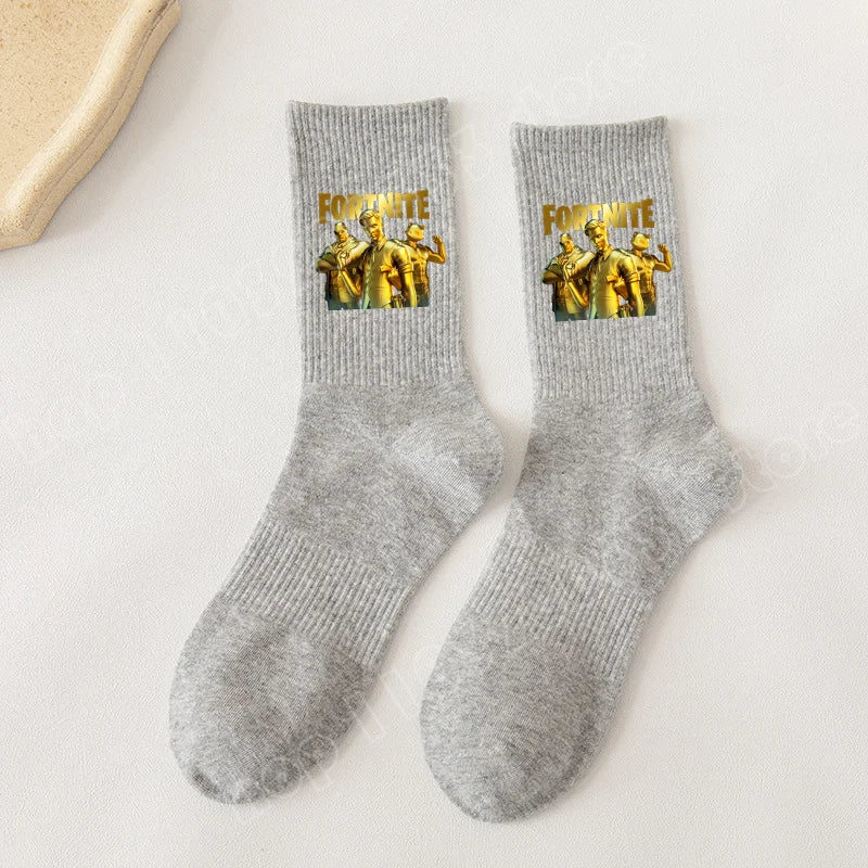 Fortnite Socks Cartoon Game Character Long Sock for Kids tudents in Spring and Autumn Solid Color Cotton Socks Birthday Gifts