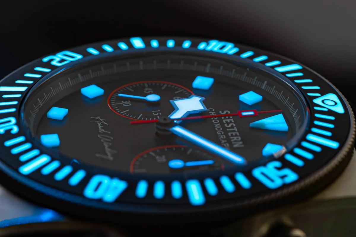 SEESTERN cronógrafo para hombre, reloj mecánico con movimiento Tianjin ST1901, cristal de zafiro, correa de nailon con velcro, esqueleto luminoso