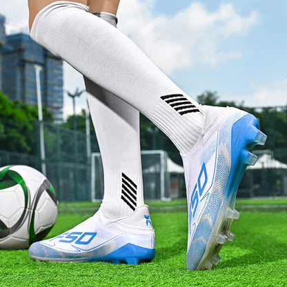 Chaussures de football respirantes AG pour hommes et femmes, chaussures de football professionnelles antidérapantes, chaussures de sport d'extérieur, crampons d'entraînement