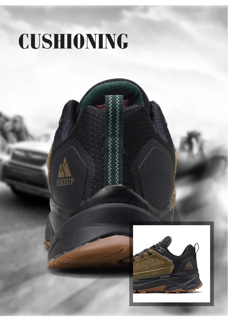 HIKEUP Latest Men's Hiking Shoes, Wear-Resistant Non-Slip Outdoor Sneakers, Rock Climbing Trekking Hunting Men Sports Suede Leather
