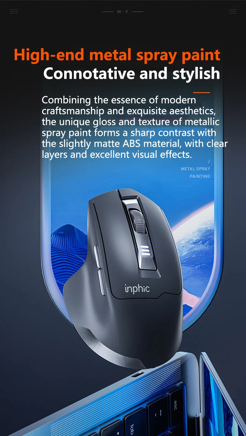 INPHIC leise Office-Maus mit Akkustandsanzeige, 2400DPI, kabellose Maus, geeignet für Desktop- und Laptop-Computer