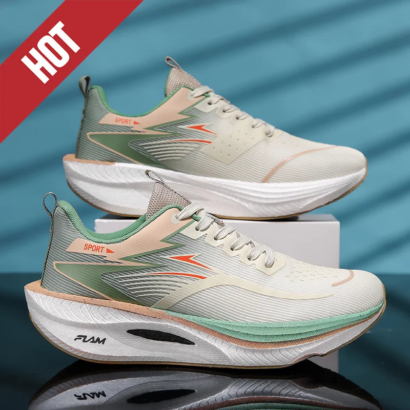 Zapatillas de running nuevas con placa de carbono para maratón, deportivas para hombre, transpirables y ligeras, zapatillas deportivas cómodas antideslizantes para mujer, estilo casual
