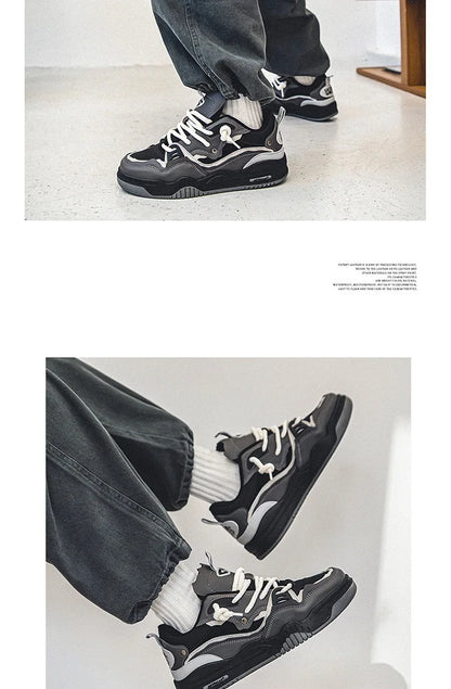 Zapatillas casual de malla para hombre, cómodas zapatillas de running masculinas con cordones, zapatos de skate con plataforma para hombre, zapatillas deportivas para estudiantes