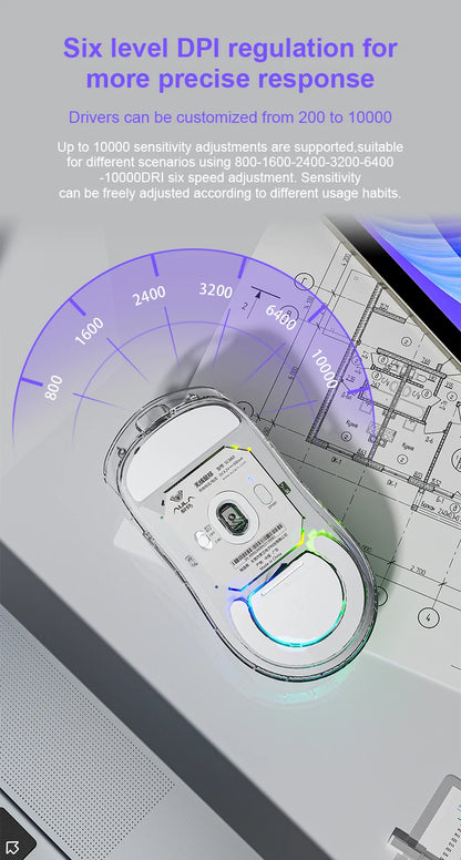 AULA SC660 kabellose Bluetooth-Maus, E-Sports-Maus mit Drei-Modus-Verbindung, leichte Maus, Type-C-Aufladung, für Gaming, Büro, Mädchen und Jungen