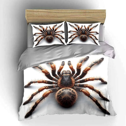 3D Furry Spider Close-up Pattern Duvet Cover Set Digital Print Colorful Polyester Bedding with Zipper Closure for Kids Gifts