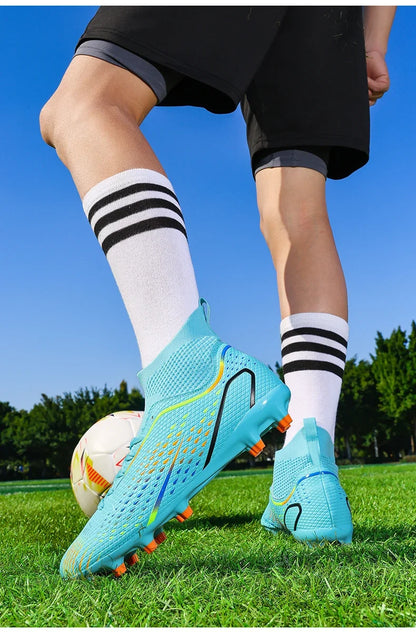 Chaussures de football FG/TF pour homme, bottes de football d'entraînement en plein air, baskets pour femme, chaussures de sport ultralégères antidérapantes, crampons de football pour terrain synthétique, grande taille