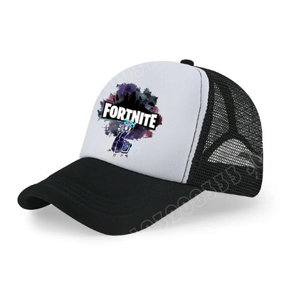Gorra de béisbol Fortnite con estampado de juego estilo cartoon para niños, gorra de malla transpirable de verano, visera ajustable, regalo de cumpleaños para niños