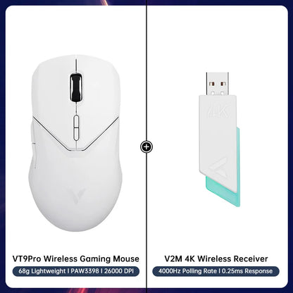 Mouse da gaming wireless Rapoo VT9PRO PAW3398 68g cablato programmabile ergonomico 26000DPI Type C ricaricabile accessorio per PC gamer