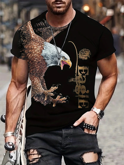 Fashion Eagle Graphic T Shirts Luxury T-Shirt Summer Men's T-Shirts Casual Tops Short Sleeve T-Shirt 3D Printing Men Clothing