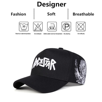 Unisex ROCKSTAR LetterEmbroidery Baseball Caps Spring Autumn Outdoor Adjustable Casual Hats Sunscreen Hat Sports Cap