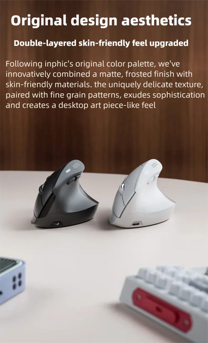 Mouse wireless verticale Inphic X9 PRO, ricarica rapida Type-C, ergonomico e silenzioso, mouse da ufficio per laptop, PC, computer e gaming