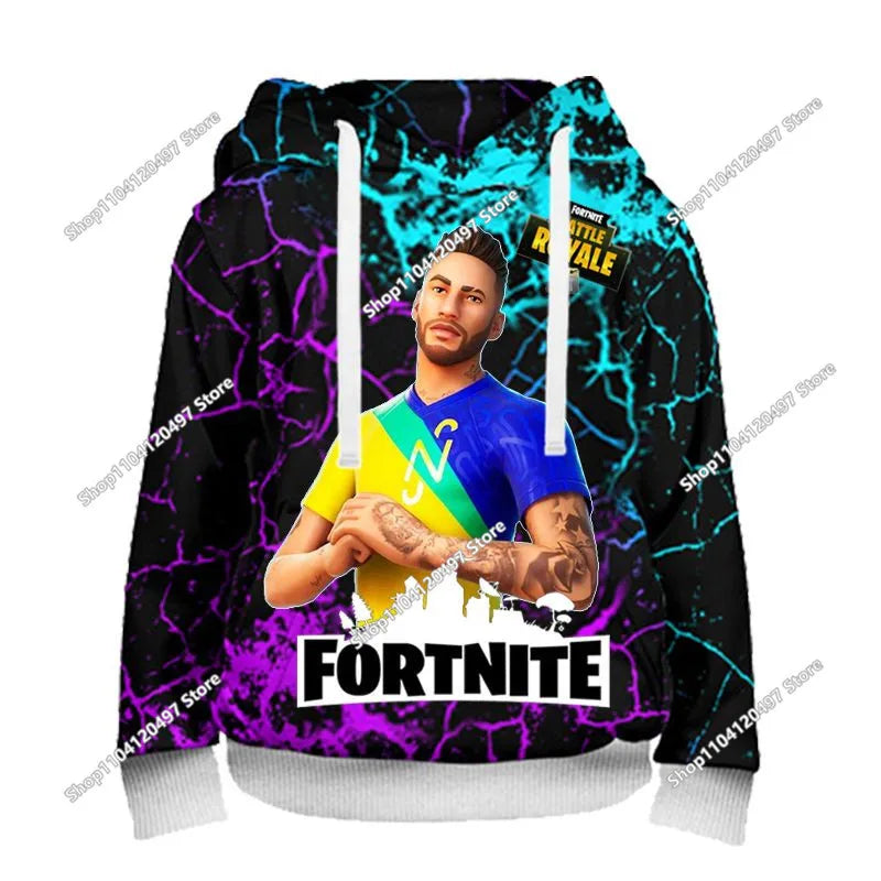 2025 Novo hoodie unissexo Fortnite com impressão 3D, casaco casual, acessório gaming para cosplay, roupa infantil, presentes