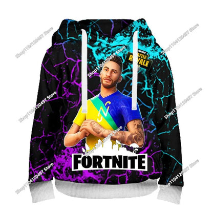 2025 Novo hoodie unissexo Fortnite com impressão 3D, casaco casual, acessório gaming para cosplay, roupa infantil, presentes