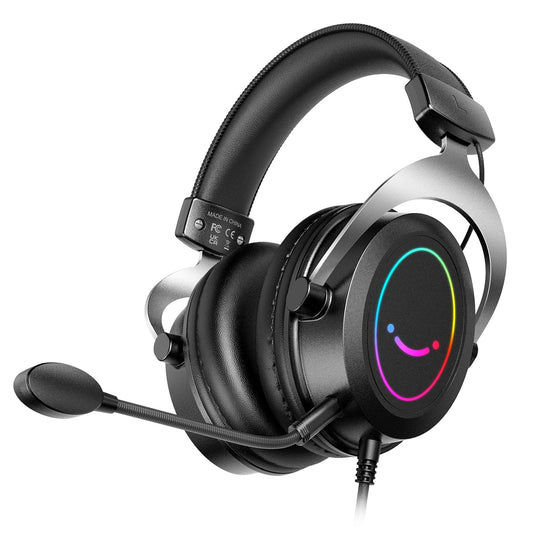FIFINE Gaming Headset with Stereo Sound/Detachable MIC/RGB/Line Control, Over-Ear Headphone for PC PS4 PS5 Xbox -AMPLIGAME H3