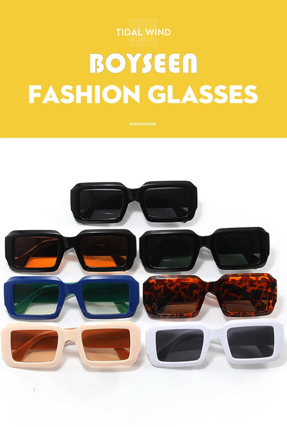 BOYSEEN Thick Frame Rectangle Sunglasses For Man Can Make Prescription Lens 2026 Street Style Orange Sunglasses