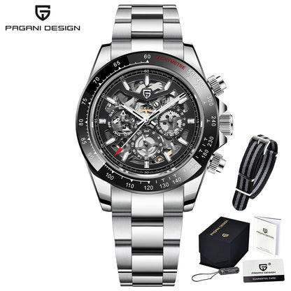 Relógio Mecânico Automático PAGANI DESIGN para Homem em Aço Inoxidável, Impermeável, Desportivo 10Bar, Luxo Casual para Homem
