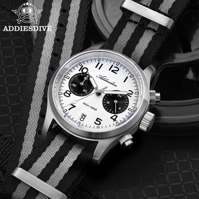ADDIESDIVE 2025 Nuovi orologi da uomo Panda Eye, orologio al quarzo VK64 rétro di lusso per uomo, cronografo sportivo, impermeabile 100M, luminoso