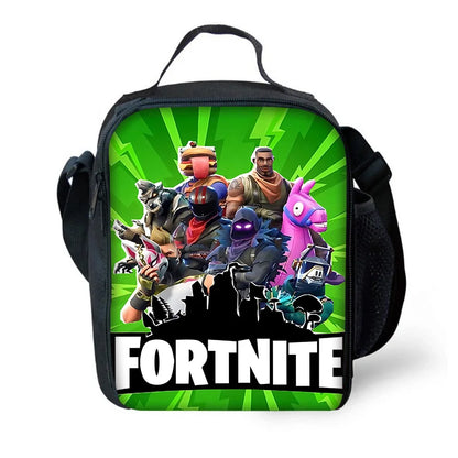 Bolsa térmica infantil aislante de gran capacidad FortniteS, popular entre gamers, para niños y niñas, estudiantes, actividades al aire libre y almuerzos reutilizable