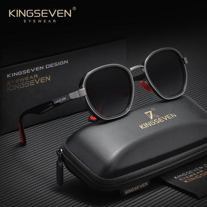 KINGSEVEN  Small Round Sunglasses Men Polarized Women Eyewear Retro Style Luxury Travel Glasses Shades UV400